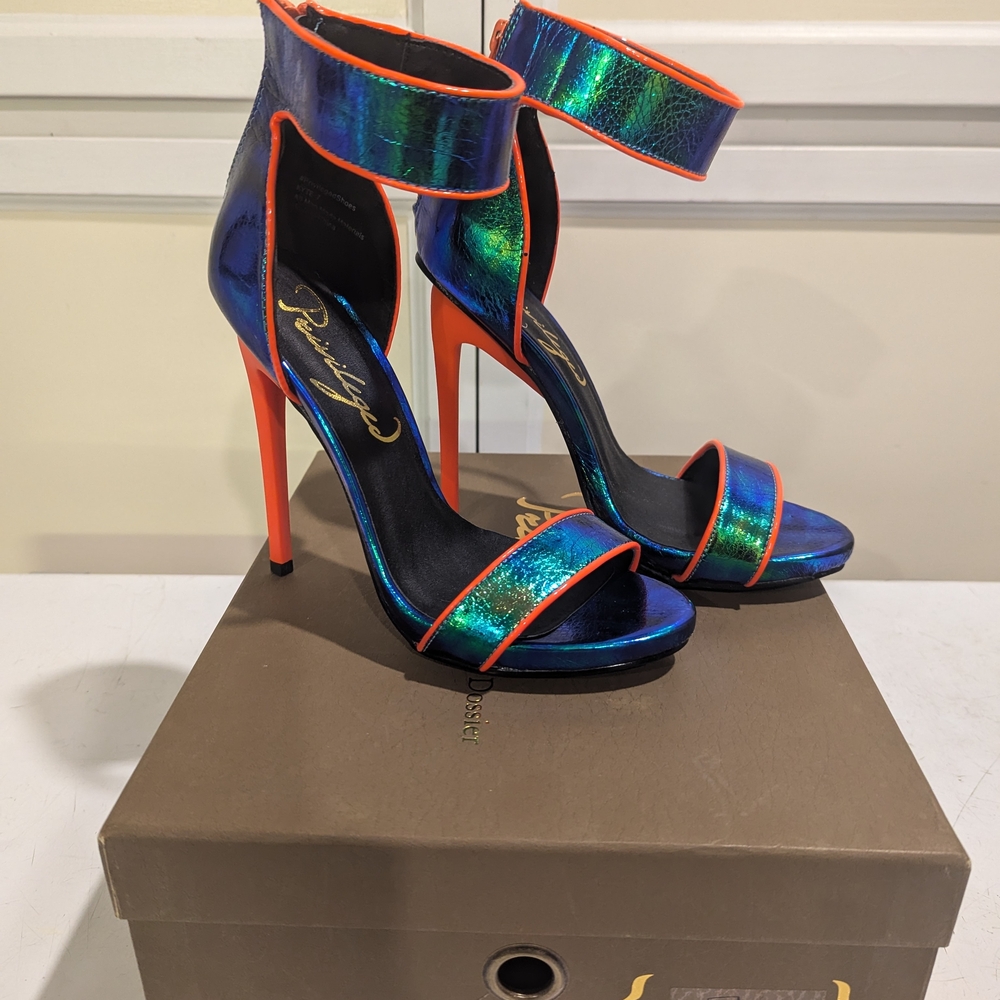 Privileged Iridescent Blue and Vibrant Orange Heels